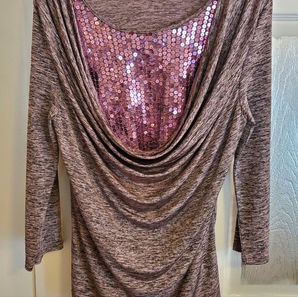 Questions by Say What Tops - Lavender Sequined Front Top Size Med